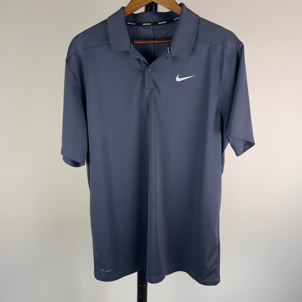 Nike Golf Dri-FIT Polo Shirt Mens XL Gray Short Sleeve Swoosh Logo Sportswear